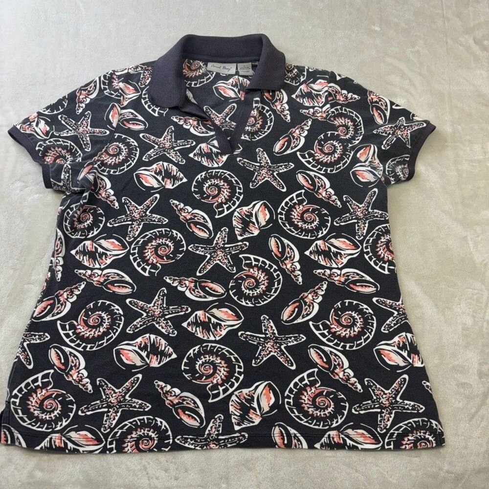 Coral Bay Shirt Womens black orange Golf Top shells Large polo shirt